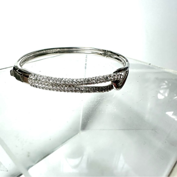 Kate Spade NY Get Connected Bangle Bracelet Silver Color Metal Pave Rhinestone - Picture 5 of 16
